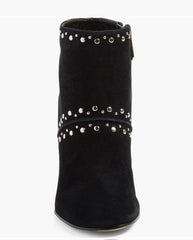 Sam Edelman Suede Leather Studded Black Heel Ankle Boots