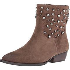 Sam Edelman Crystal Studded Taupe Suede Leather Western Booties