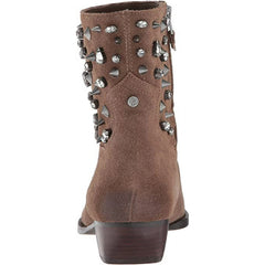 Sam Edelman Crystal Studded Taupe Suede Leather Western Booties