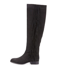 Sam Edelman Josephine Slouch Pull On Fringe Suede Leather Boots