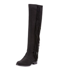 Sam Edelman Josephine Slouch Pull On Fringe Suede Leather Boots
