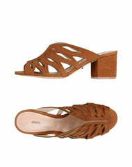 Schutz Brown Suede Leather Open Toe Slip On Sandals