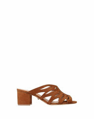 Schutz Brown Suede Leather Open Toe Slip On Sandals