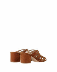 Schutz Brown Suede Leather Open Toe Slip On Sandals