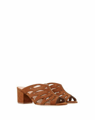 Schutz Brown Suede Leather Open Toe Slip On Sandals