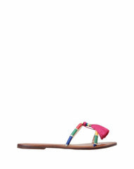 Schutz Colorful Pink Tassels Strappy Slip On Flat Sandals