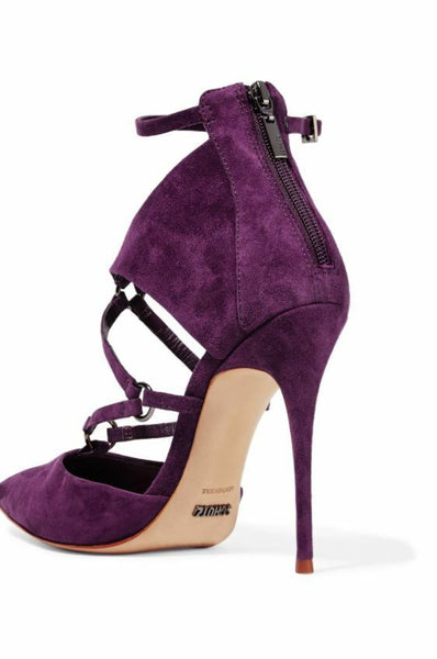 Schutz Dezi Purple Suede Leather Pointed Toe Stiletto Pumps
