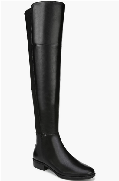Sam Edelman Pam Black Leather Stretch Back Over the Knee Black Boots
