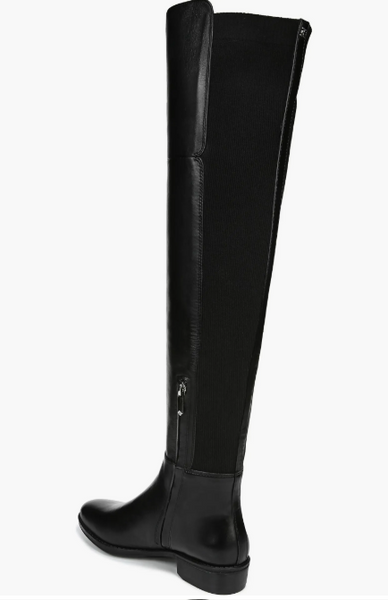Sam Edelman Pam Black Leather Stretch Back Over the Knee Black Boots