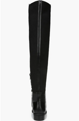 Sam Edelman Pam Black Leather Stretch Back Over the Knee Black Boots