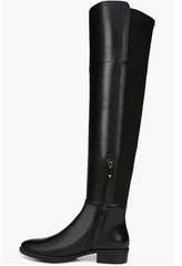 Sam Edelman Pam Black Leather Stretch Back Over the Knee Black Boots