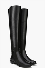 Sam Edelman Pam Black Leather Stretch Back Over the Knee Black Boots