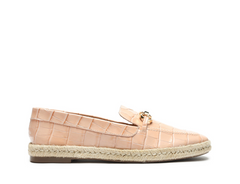 Schutz Crocodile Embossed Pink Leather Loafer Flats
