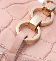 Schutz Crocodile Embossed Pink Leather Loafer Flats