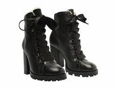 Schutz Black Faux Fur Lining Leather Bootie