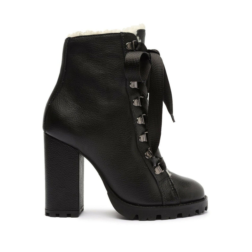 Schutz Black Faux Fur Lining Leather Bootie