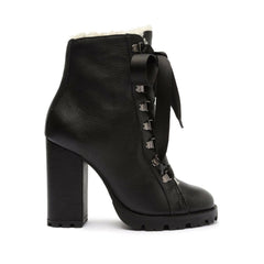 Schutz Black Faux Fur Lining Leather Bootie