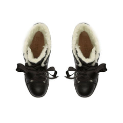 Schutz Black Faux Fur Lining Leather Bootie