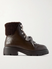 Stuart Weitzman Hudson Lite Genuine Shearling Lined Lace-Up Booties