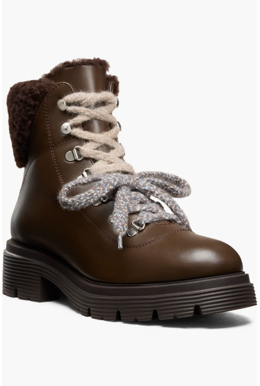 Stuart Weitzman Hudson Lite Genuine Shearling Lined Lace-Up Booties