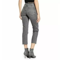 Topshop High Rise Raw Hem Cropped Straight Leg Jeans