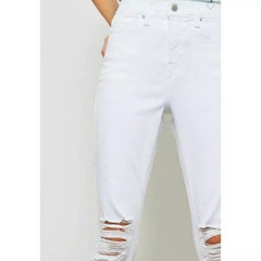 Topshop High Rise Ripped White Jamie Moto Skinny Jeans