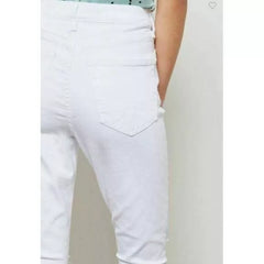 Topshop High Rise Ripped White Jamie Moto Skinny Jeans