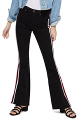 Topshop Jamie Moto High Waisted Side Stripe Flare Jeans