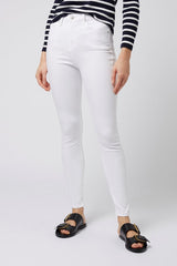 Topshop High Rise White Denim Jamie Moto Skinny Jeans