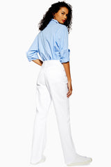 Topshop White Denim High Rise Straight Leg Retro Dad Jeans