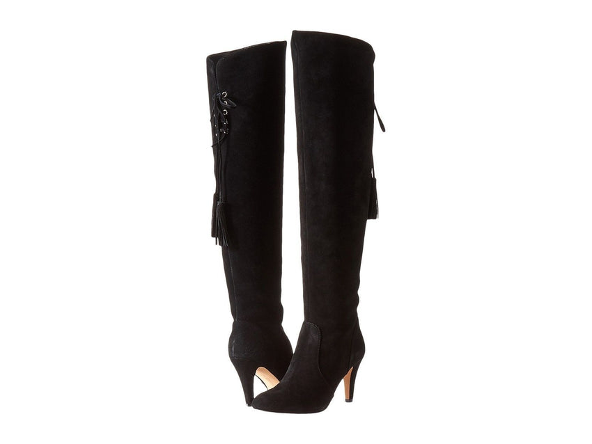Vince Camuto Cherline Black Suede Leather Over the Knee Boots
