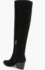 Vince Camuto Nestel Black Suede Leather  Block Heel Knee High Boots