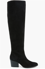 Vince Camuto Nestel Black Suede Leather  Block Heel Knee High Boots