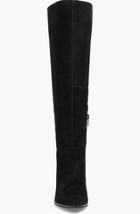 Vince Camuto Nestel Black Suede Leather  Block Heel Knee High Boots