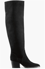 Vince Camuto Nestel Black Suede Leather  Block Heel Knee High Boots