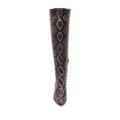 Vince Camuto Nestel Snake Print Block Leather Heel Knee High Boots