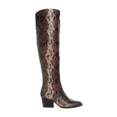 Vince Camuto Nestel Snake Print Block Leather Heel Knee High Boots