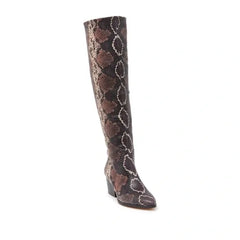 Vince Camuto Nestel Snake Print Block Leather Heel Knee High Boots