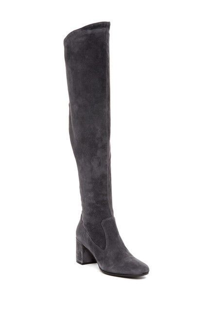 Vince Blythe Grey Suede Leather Over the Knee Boots