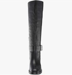 Via Spiga Black Gloss Leather Ankle Strap Tall Boots