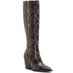 Vince Camuto Gravana Snake Print Leather Western Knee High Boots