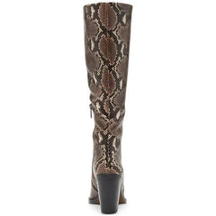 Vince Camuto Gravana Snake Print Leather Western Knee High Boots