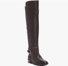 Vince Camuto Poppidal Studded Brown Leather Tall Riding Boots