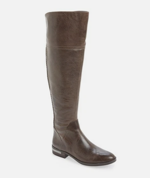 Vince Camuto Grey Distressed Leather Over The Knee Boots