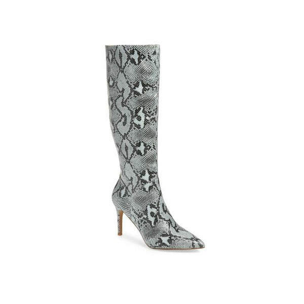 STEVE MADDEN Blue Snakeskin Faux Leather Pull On Boots