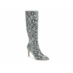 STEVE MADDEN Blue Snakeskin Faux Leather Pull On Boots