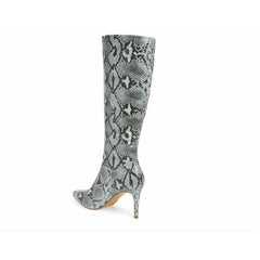 STEVE MADDEN Blue Snakeskin Faux Leather Pull On Boots