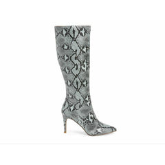 STEVE MADDEN Blue Snakeskin Faux Leather Pull On Boots