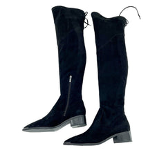 Marc Fisher Black Faux Suede Yuna Over The Knee Boots