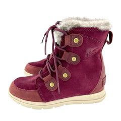 Sorel Explorer Joan Faux Fur Dark Red Suede Leather Winter Boots